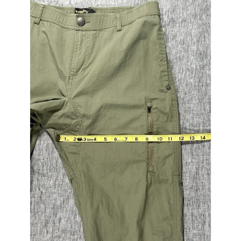 Wrmfzy Pants Mens Large Green Ripstop Tactical Cargo Elastic Waist Stretch